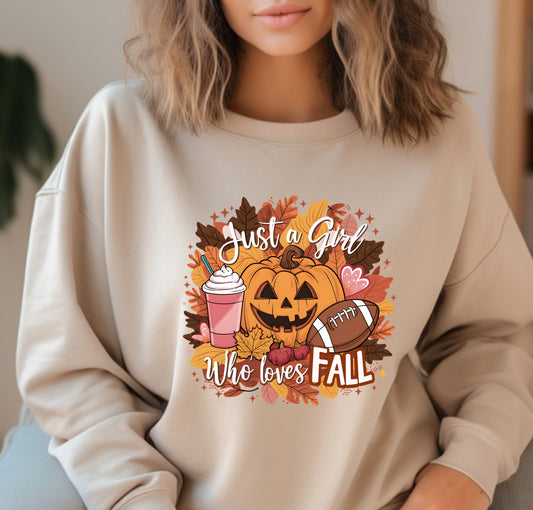 Girl who loves football- fall sweatshirt