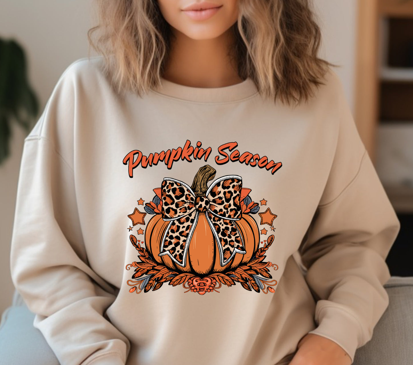 Leopard big pumpkin fall sweatshirt