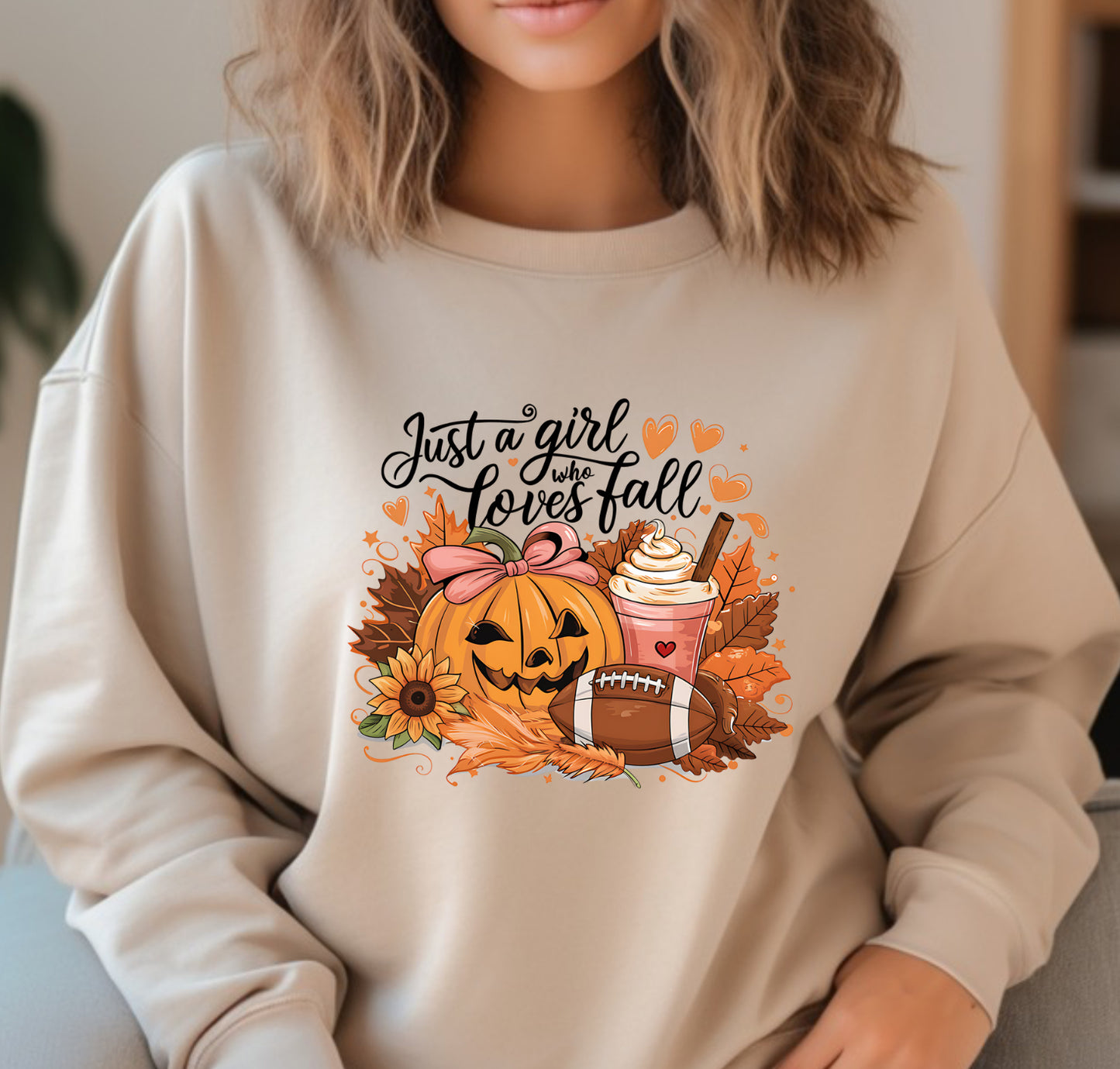 Girl who loves fall-football sweatshirt