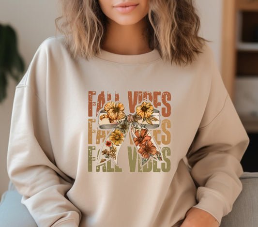 Flowers bow fall vibes sweatshirt