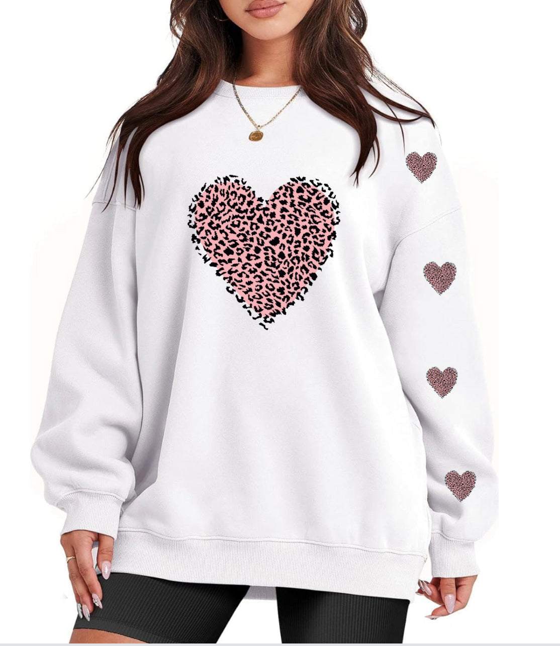 Pink Leopard Heart Sweatshirt