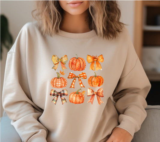 Orange pumpkin coquette fall sweatshirt