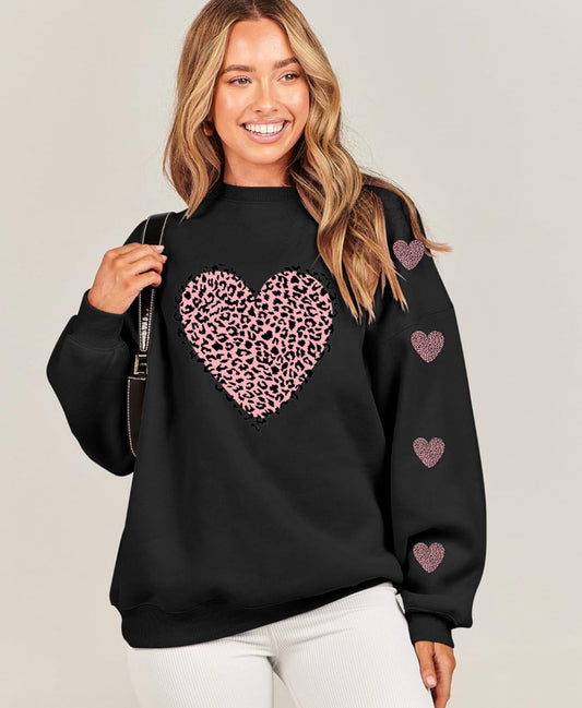 Pink Leopard Heart Sweatshirt