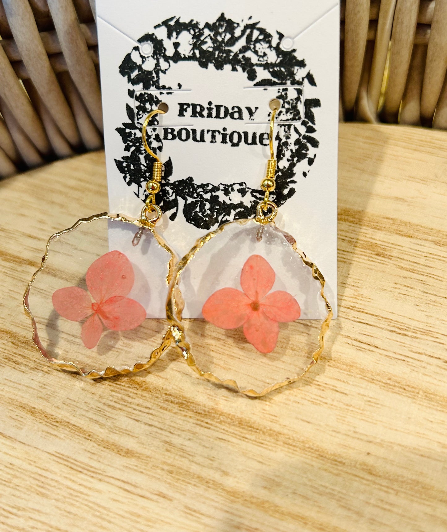 Pink flower earrings