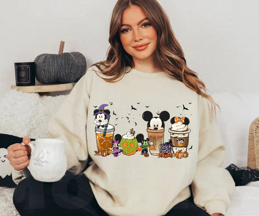 Cute M Mouse Halloween coffee collection sweatshirt