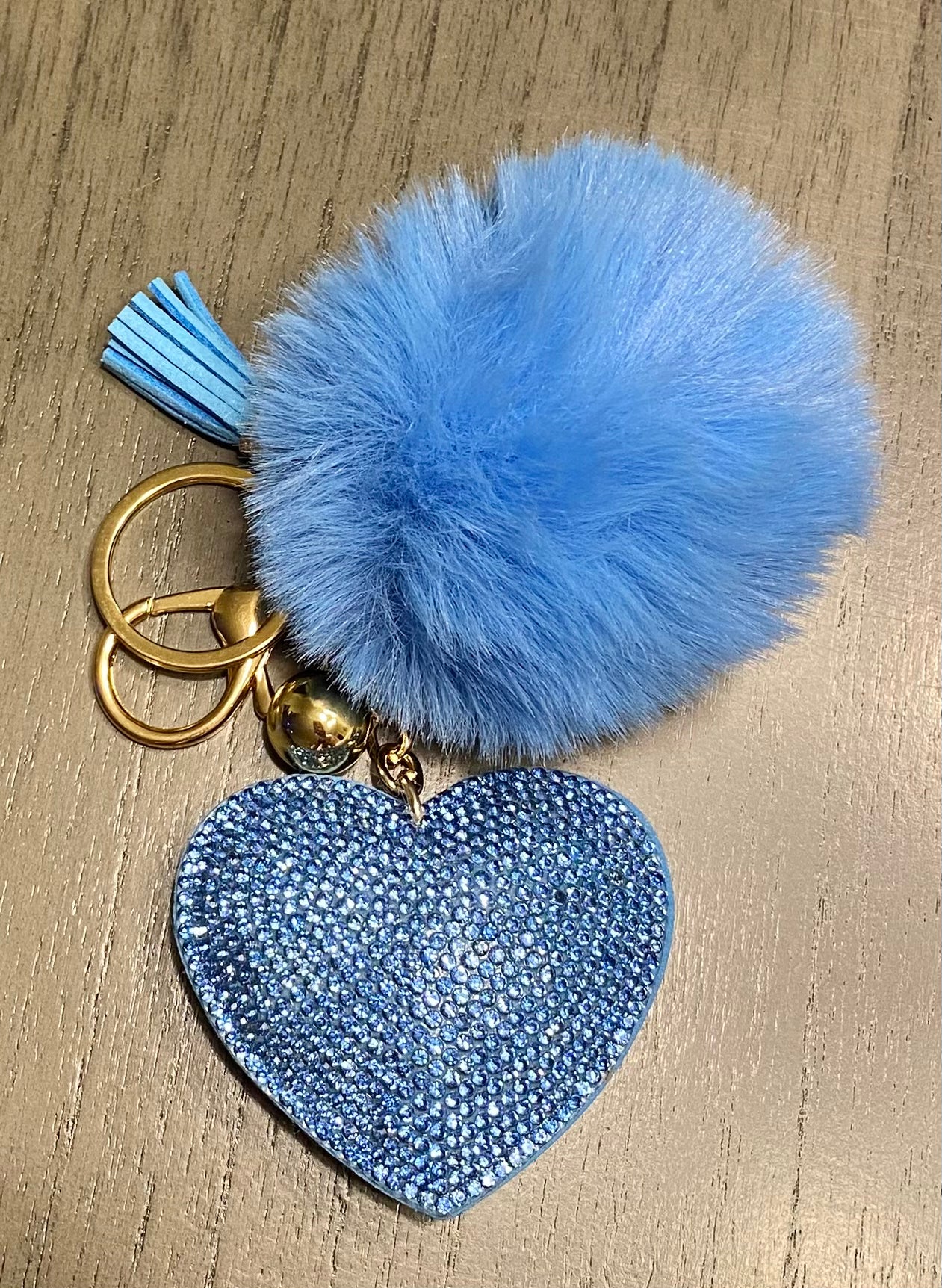 Heart and Pom Pom keychain