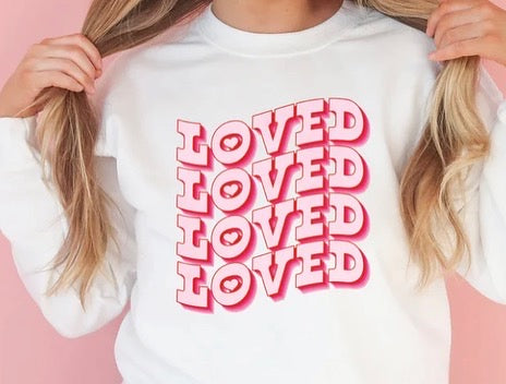 3D letters loved available in crewneck and hoodies