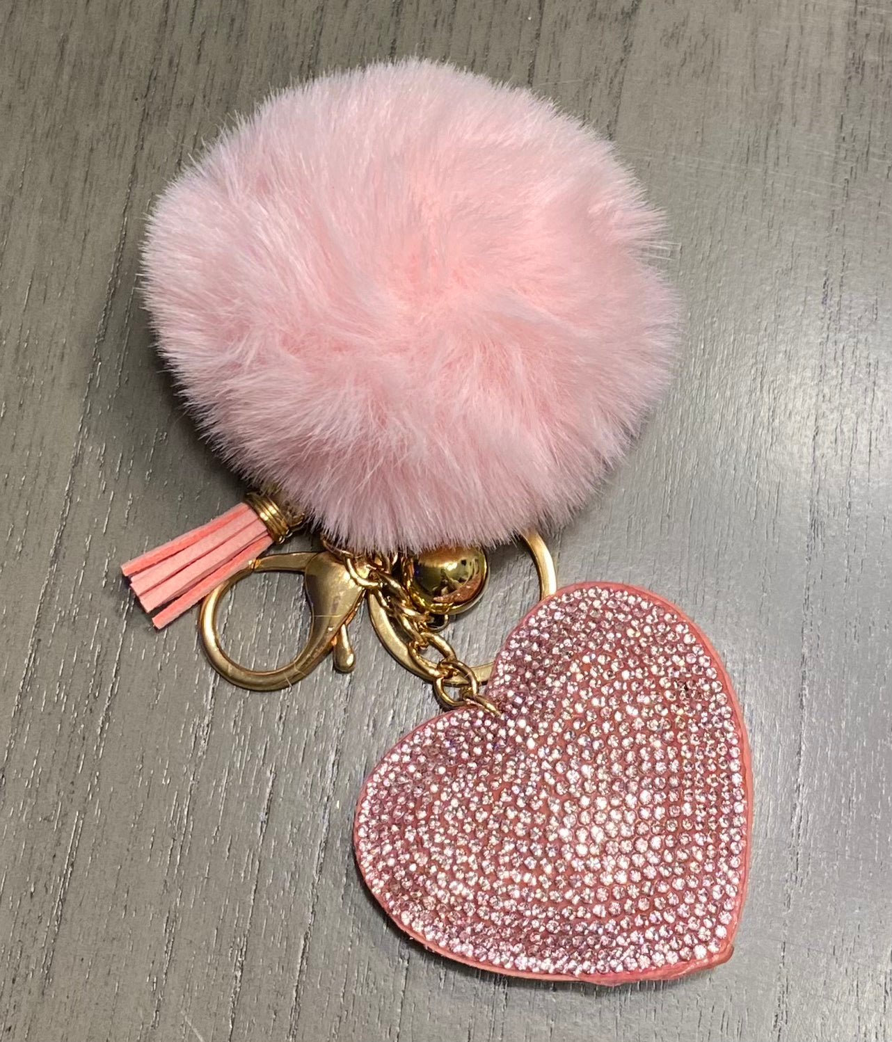 Heart and Pom Pom keychain