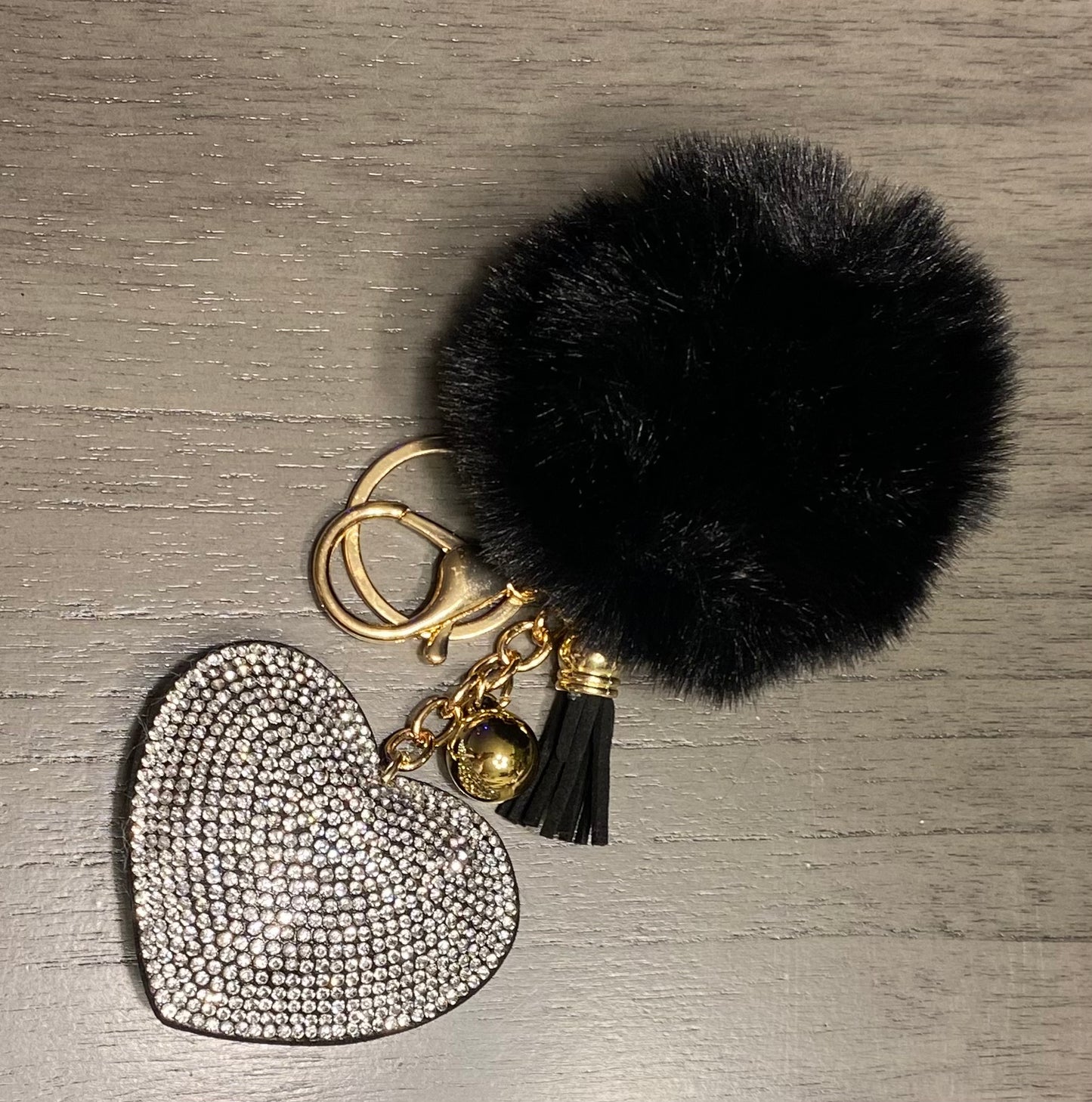 Heart and Pom Pom keychain