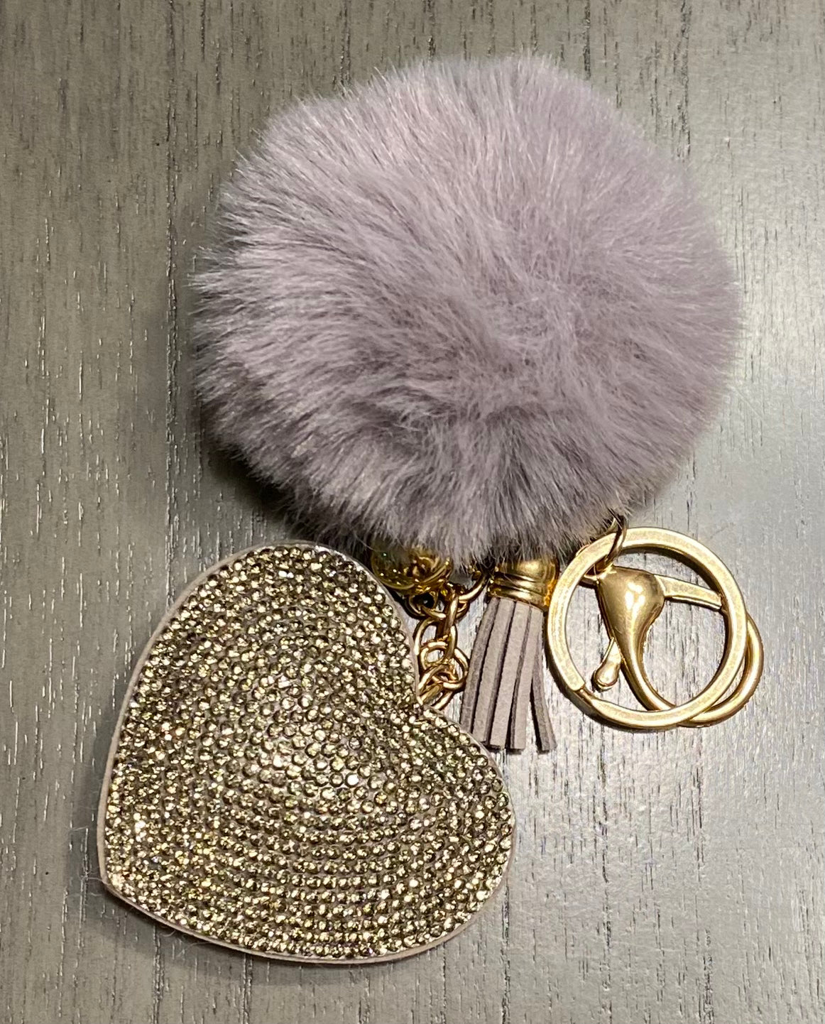 Heart and Pom Pom keychain