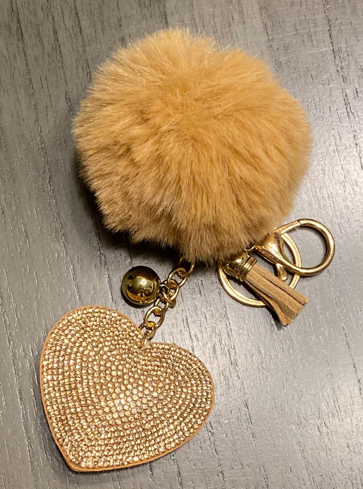 Heart and Pom Pom keychain