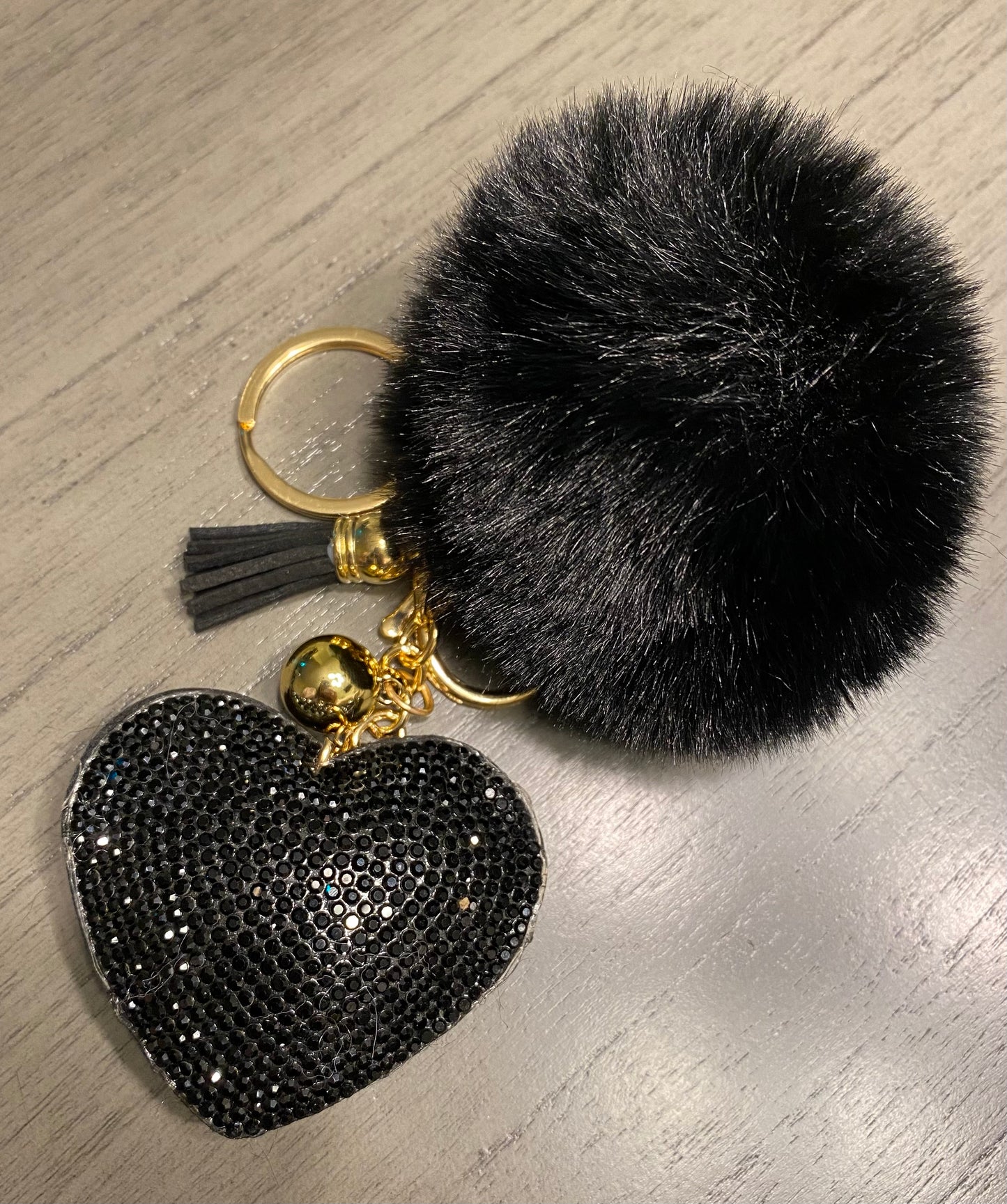 Heart and Pom Pom keychain